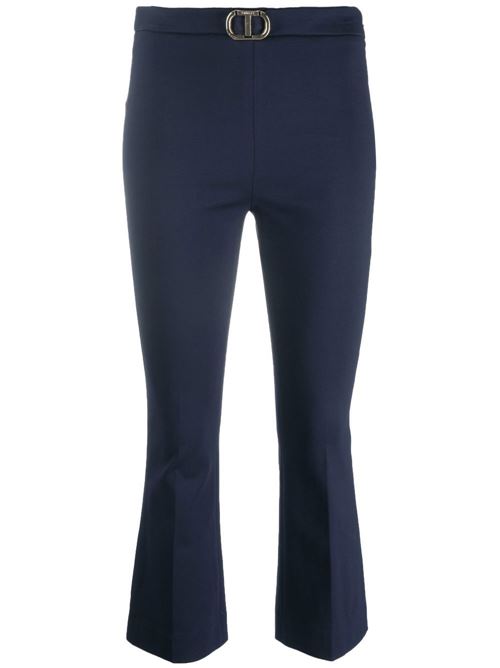 Pantaloni donna modello flare con logo blu scuro TWINSET | 222TP241400305