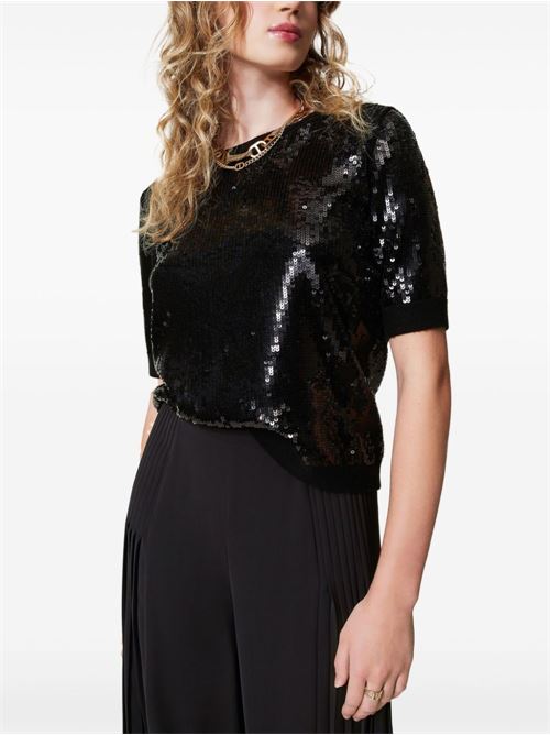 T-shirt donna con paillettes TWINSET | 242TT314100006