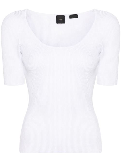 T-shirt donna a costine bianca PINKO | 102798A170Z05