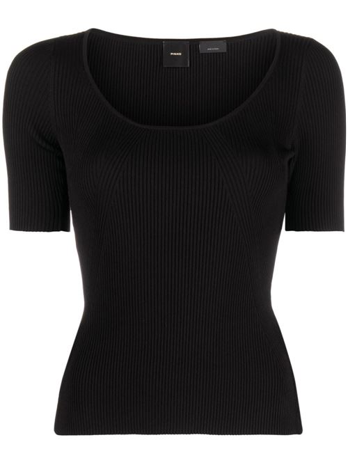 Maglia donna a costine nera PINKO | 102798A170Z99