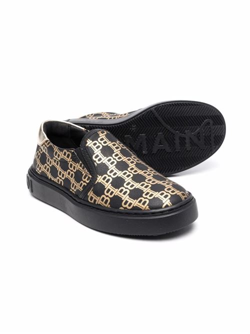 Scarpa da bambino senza lacci nero oro BALMAIN Kids | 6Q0696Z0583930OR