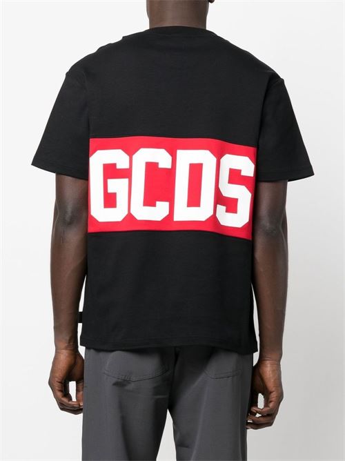 T-shirt uomo con banda rossa e scritta logo GCDS | CC94M13014602