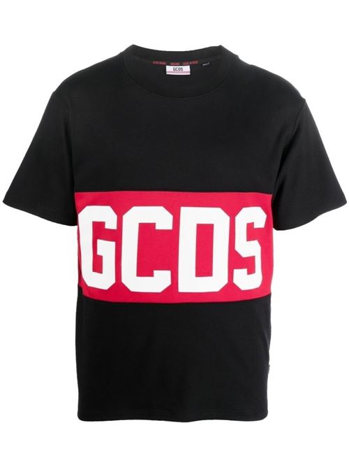 T-shirt uomo con banda rossa e scritta logo GCDS | CC94M13014602